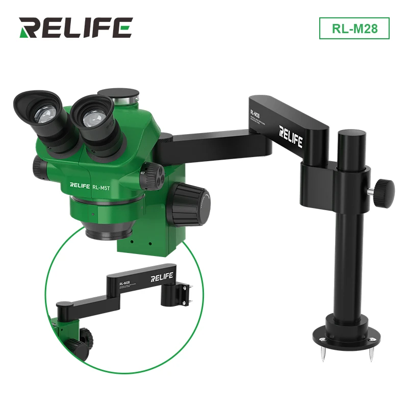 

RELIFE RL-M28 Microscope Swing Arm 360 ° Rotate Universal Metal Bracket Aluminum Alloy Telescopic Folding Column Bracket