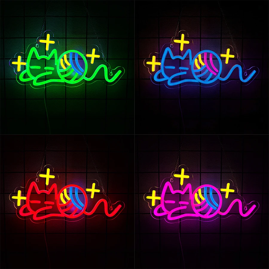 Ball Of String Cat Led Neon Sign, Suitable For Bedroom, Game Room, Living Room, Girl'S Room, Birthday Party, Pet Store Decor.