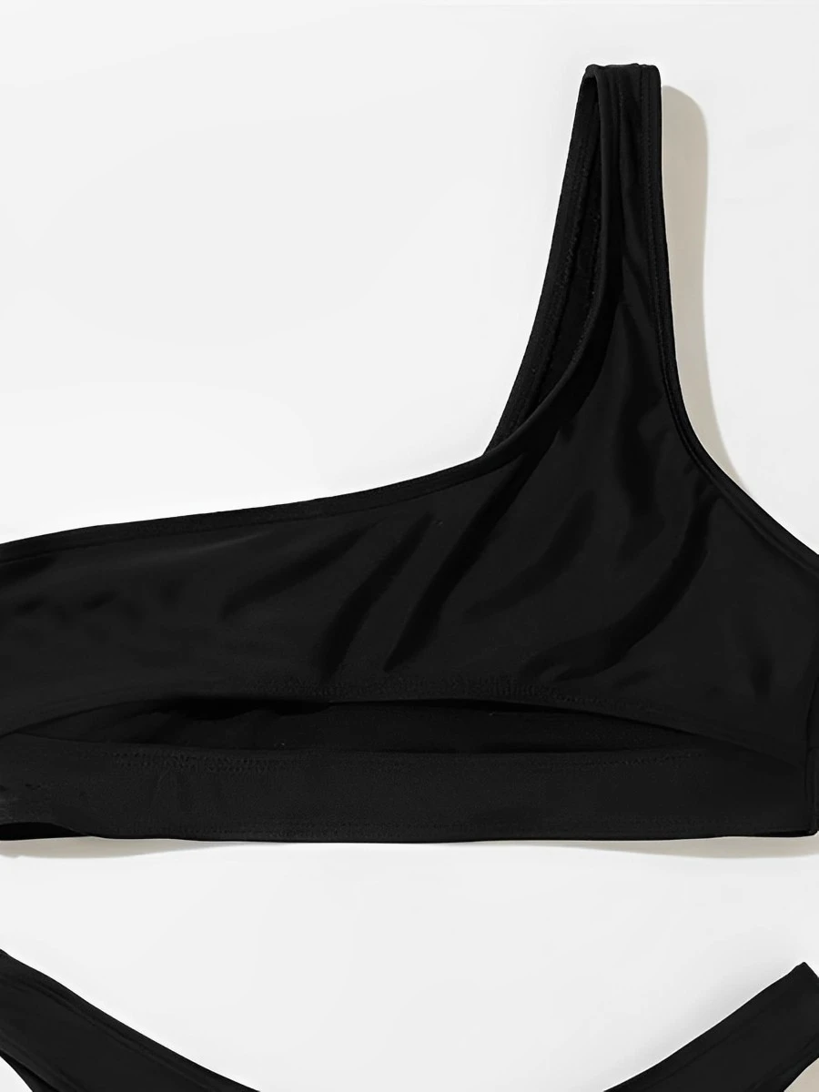 2025 One Shoulder Hollow Out Two Piece Bikini Swimsuit Women Swimwear Female Bathers Bathing Swimming Swim Suit Beachwear