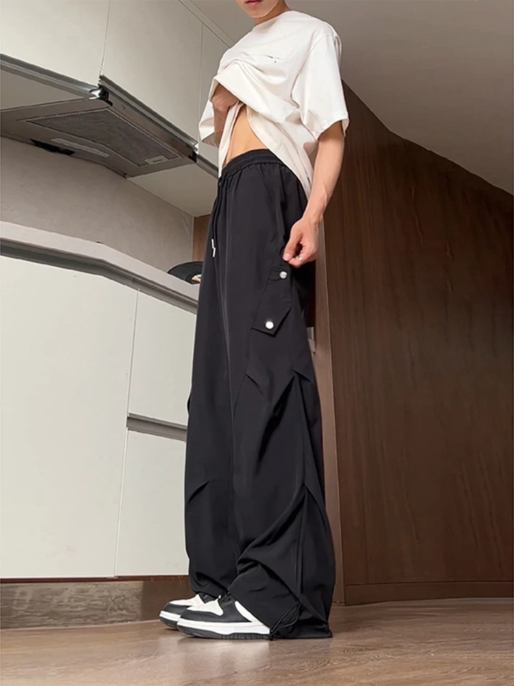 

American Sle Qui Dry Work Trousers Men's Summer Tall Extended Casual Pants Pleated Design Sensation Functional Paratroope...