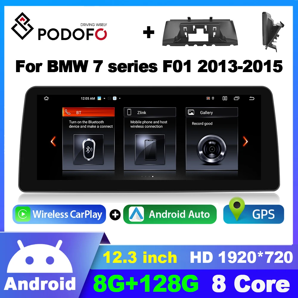 Podofo Android Car Radio For BMW 7 series F01 2013-2015 Multimedia Player Car Stereo Carplay Android auto GPS Navigation