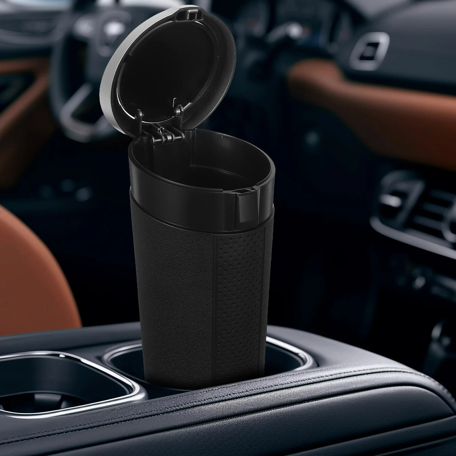 

Mini Car Trash Can Spill-Proof Portable Garbage Bin for Car Interior Compact Waste Holder Auto Vehicle Organizer Cup Holder