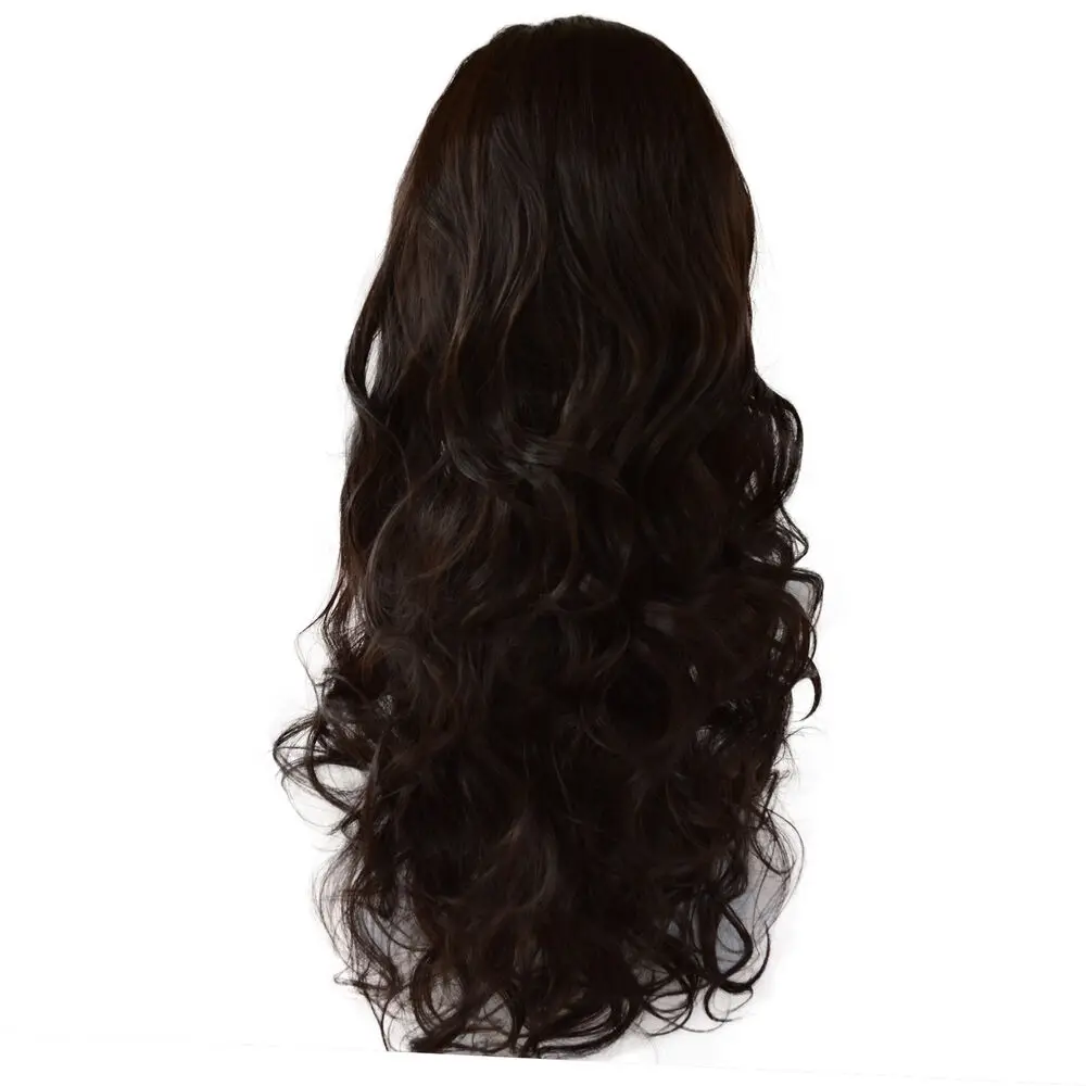 Ladies 3/4 Half Fall Clip Hair Piece Dark Brown Wigs