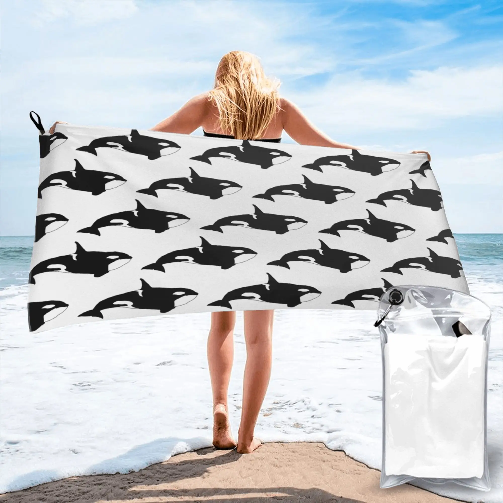 Killer Whale (Orcinus orca) Beach Towel Soft Microfiber Quick Dry Absorbent Quick Towels For Pool