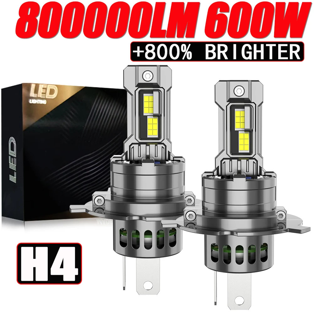 

H4 LED Headlight Bulb High Power Car Lights CANBUS Hi/Lo Beam 800000LM Super Bright Lamps Mini Wireless Auto Headlamp Plug&Play