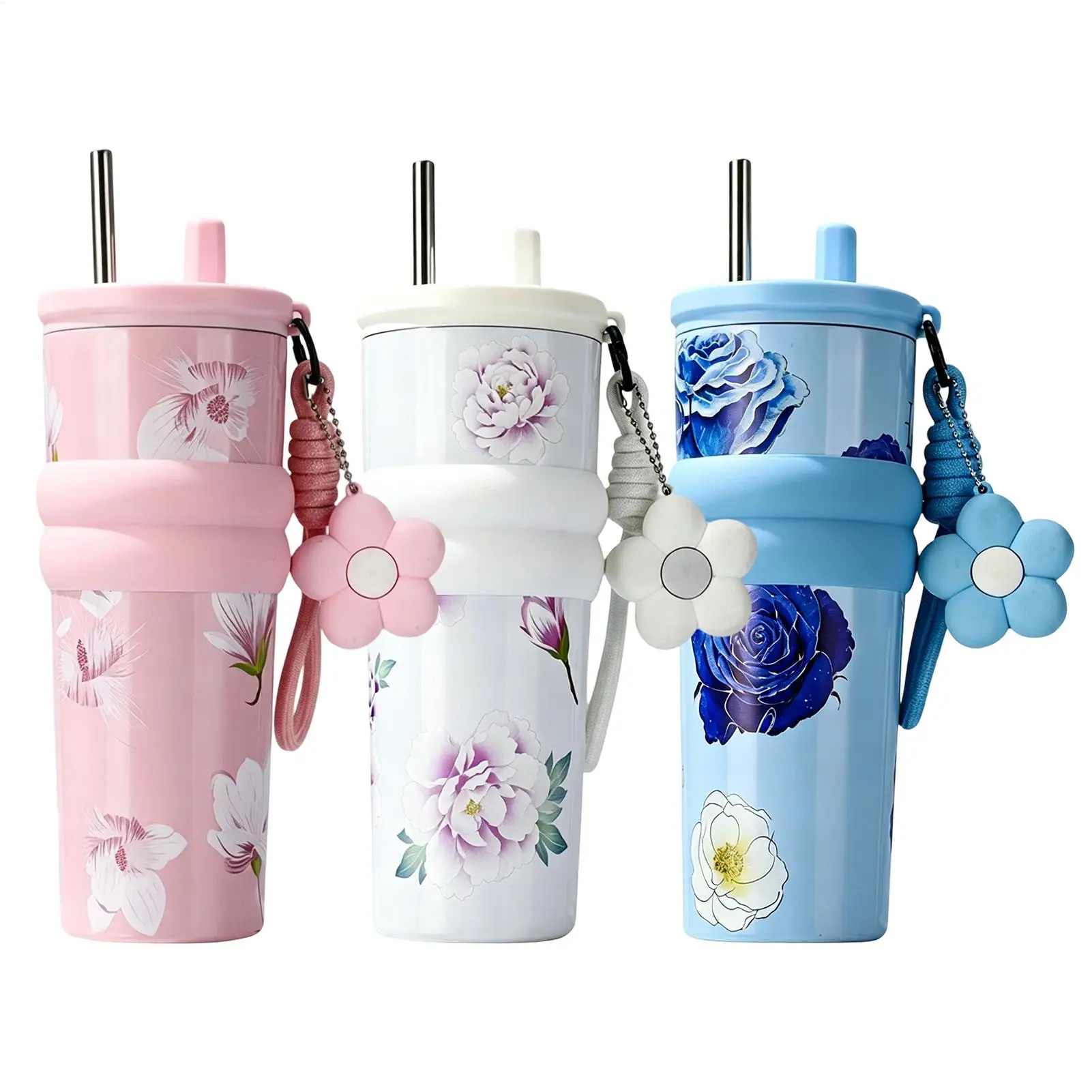 

Insulated Tumbler 710ml Reusable With Lid Straw Stainless Steel Coffee Tumbler Sports Bottle For Hot Cold Tea Juice Home Office
