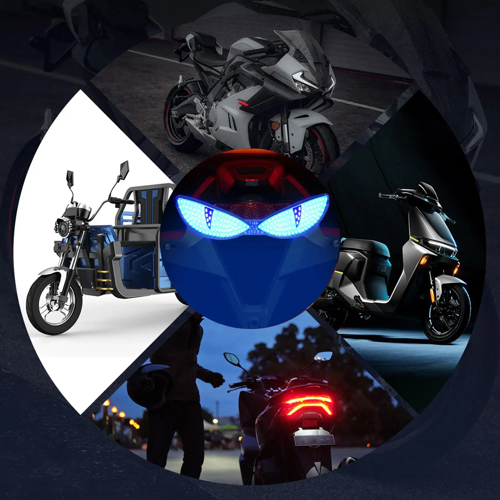 Motorcycle License Plate Light High Visibility Eye-Shaped Motorcycle Rear Lighting Warn Lamp For Night Riding Daily Commuting