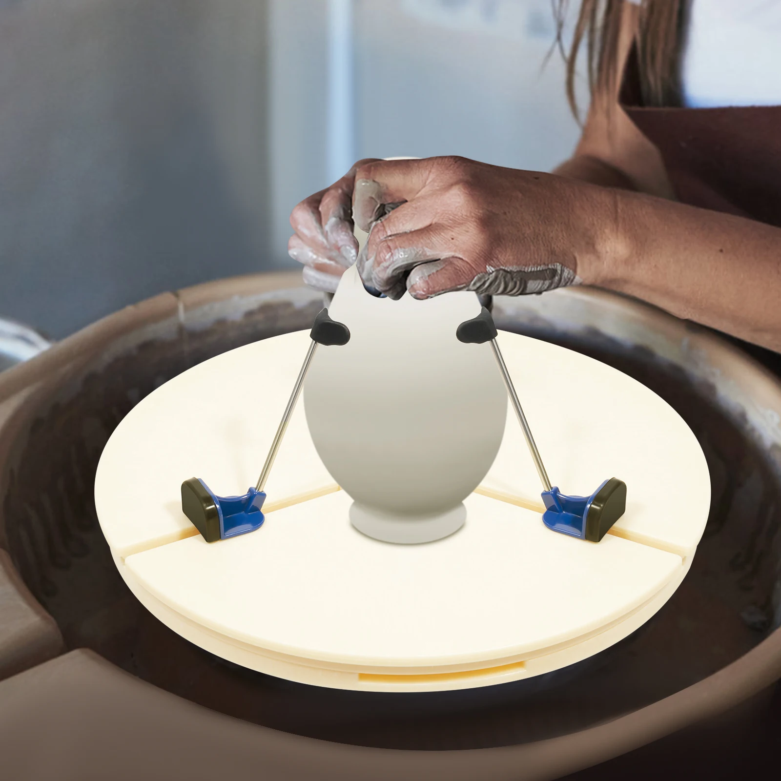 مشبك قرص دوار للفخار 39 سم مع 5 مجموعات أداة تشذيب ABS لتشذيب السيراميك والتمركز والتشكيل على العجلة