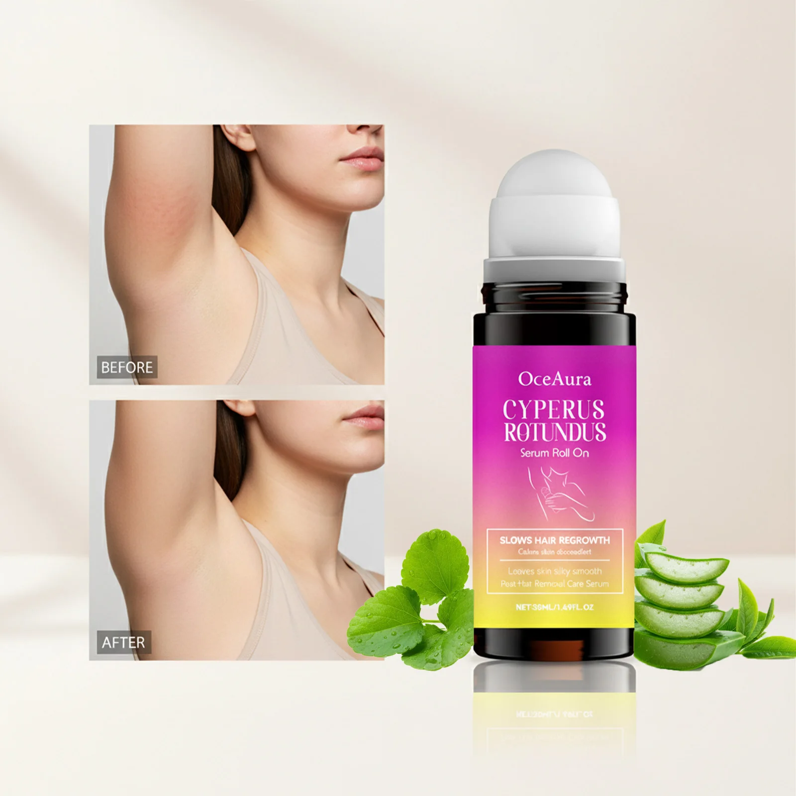 

Масло для удаления волос и ингибитор роста волос Cyperus Rotundus - увлажняющее, с роликовым аппликатором, замедляющее рост волос на теле после бритья