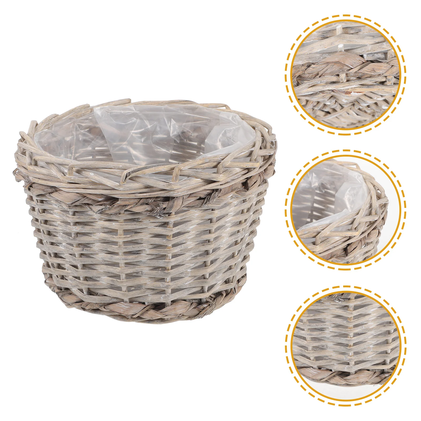 

Woven Plant Basket Handmade Wood Material Rustic Planter Basket for Indoor Plants Desktop Organizer Storage Baskets for Plants