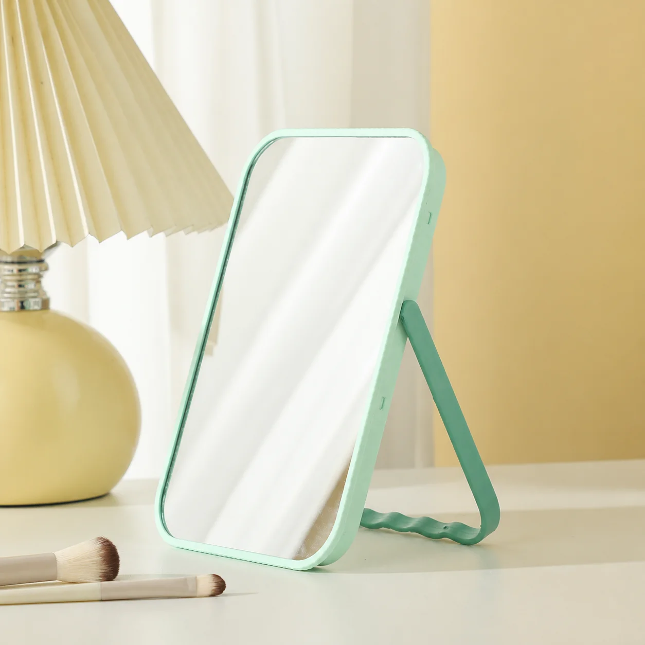 Modern Plastic Makeup Mirror Dual Purpose Cosmetic Grooming Glass Flexible Hanging Beauty Plate Tabletop Vanity Accessory