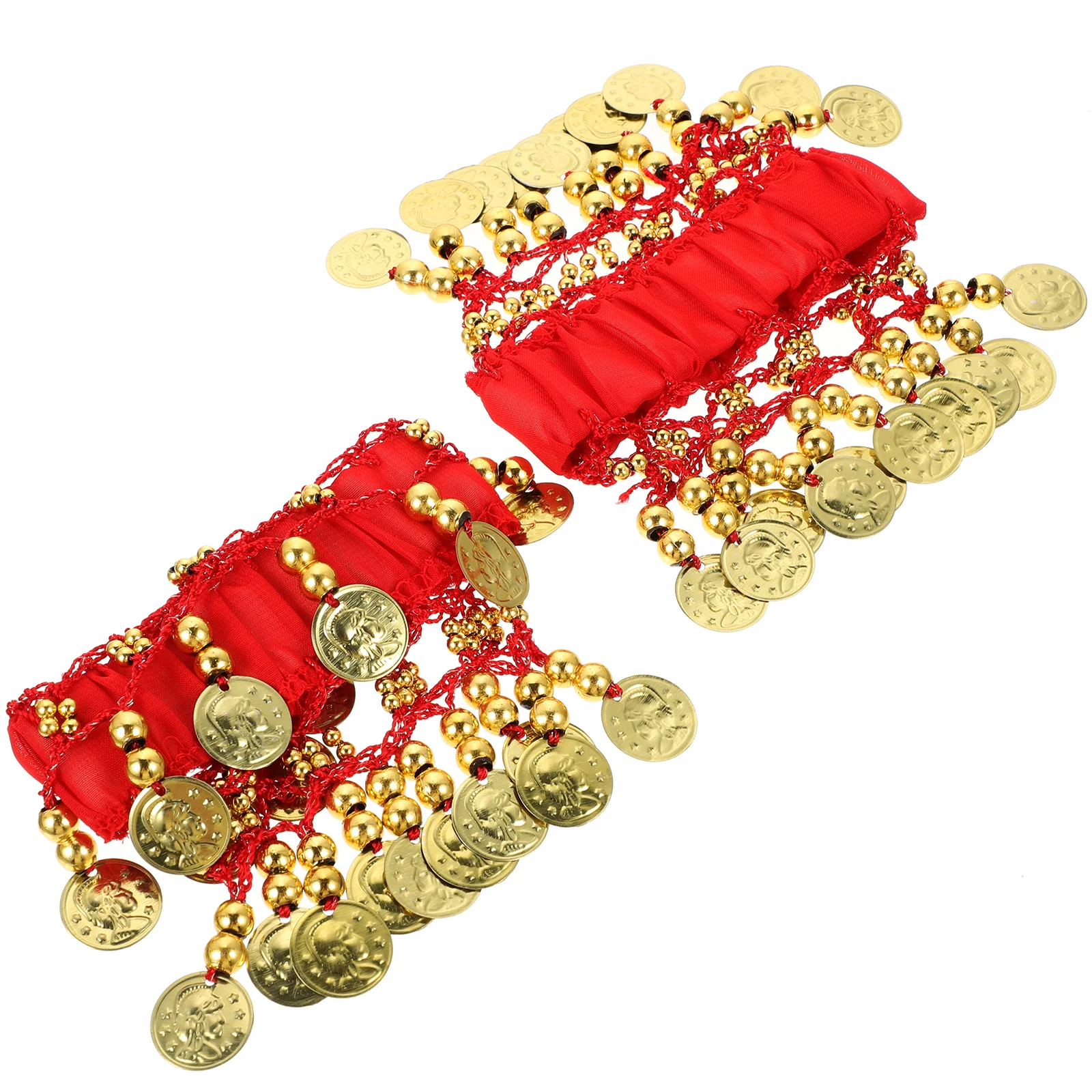 2Pcs Belly Dancing Bell Coin Anklets Accessories for Belly Dance Costume Wedding Cosplay Anklet Foot Jewelry Ankle Bracelets