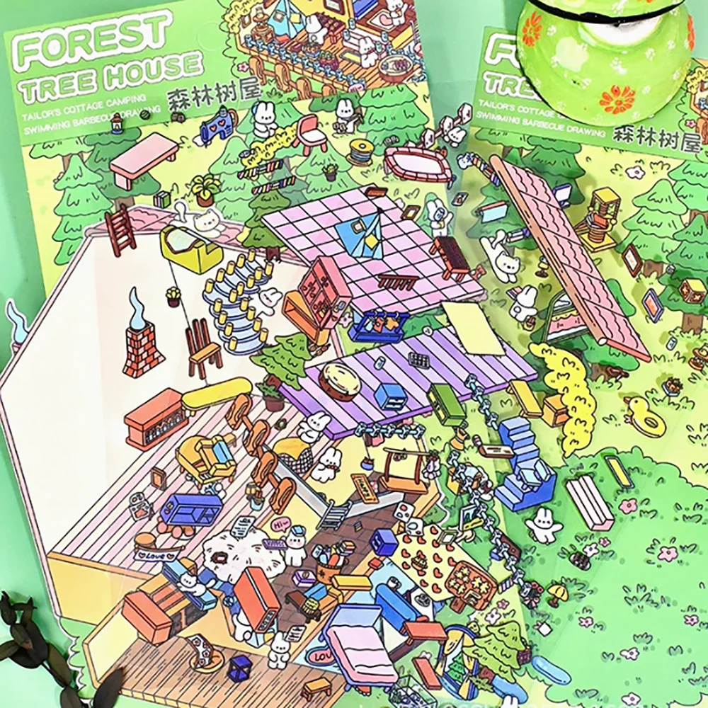 Creative Scene Landscape Stickers 3D Stereoscopic Scene Stacking DIY Decorative Stickers