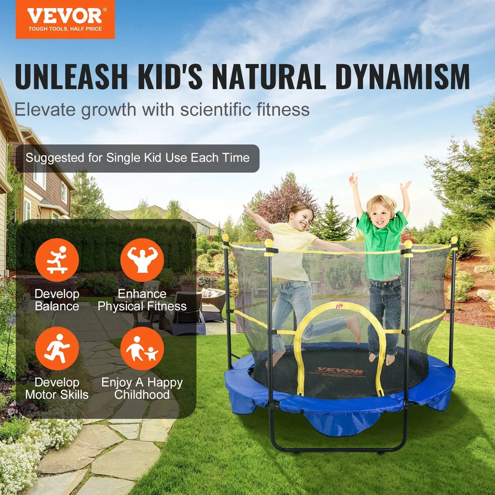 Basketball Hoop and Ocean Balls Mini Toddler Recreational Trampoline Birthday Gifts 5FT Trampoline for Kids for 3+ Years Kids