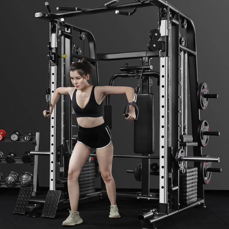 Equipamento comercial de ginástica doméstica por atacado, treinador multifuncional, máquina segura para agachamento, rack smith