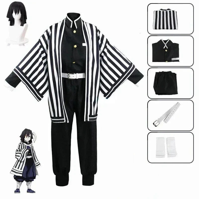 

Хэллоуин аниме Kimetsu No Yaiba Iguro Obanai кимоно униформа аниме Pruik косплей костюм Хэллоуин Feest