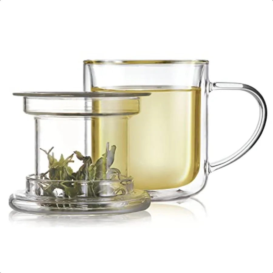 

Heatproof and Insulated Borosilicate Glass Tea Cup with Infuser for WholeLeaf Loose Tea Tea Purist's Choice Wellbeing DoubleWal