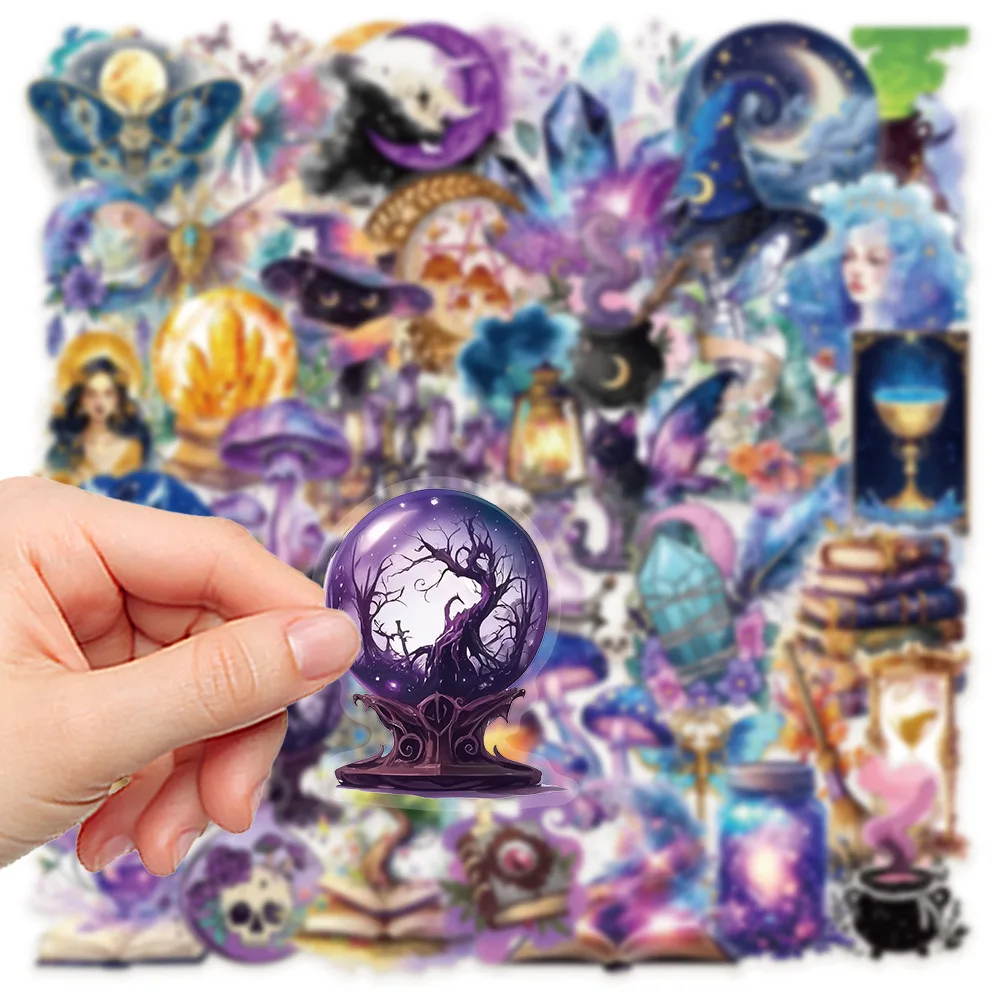 10/50pcs Purple Gothic Magic World Forest Witch Stickers Aesthetic Goth Graffiti Decals DIY Snowboard Laptop Luggage Car Sticker