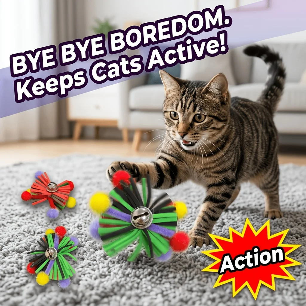 Cat Toy-New Colorful Teasing Ball,various styles to choose from,chew-resistant,stimulates cat's wild side,Cat boredom relief toy