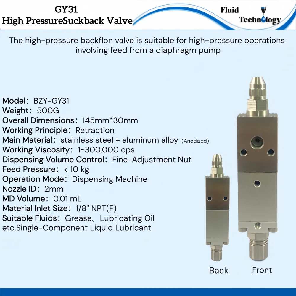 GY31 High-Pressure Suck-Back Valve Return Suction High-pressure Dispensing Valve Accurate Dispensing Glue Valve