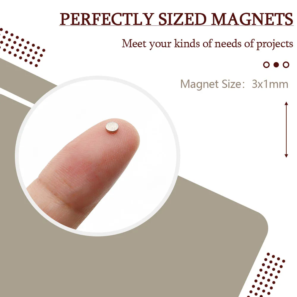 Imán de neodimio redondo súper fuerte de 3mm x 1mm imanes potentes N35 pequeño imán magnético permanente para refrigerador NdfeB 3x1