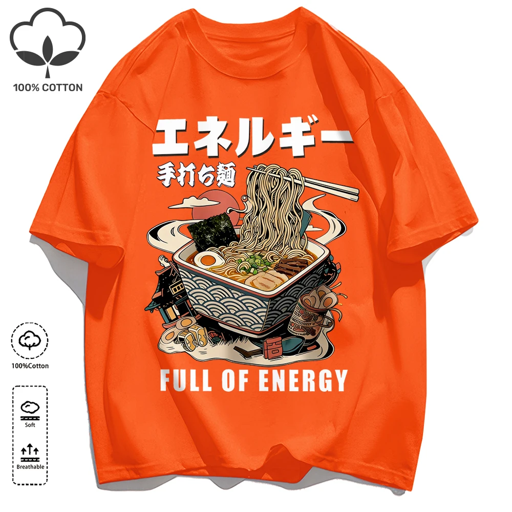 Hot Hand Beating Lamian Noodlest Shirt Man Casual O-Neck Retro Short Sleeve Cotton Summer Clothing Unisex Fashion Loose Tee