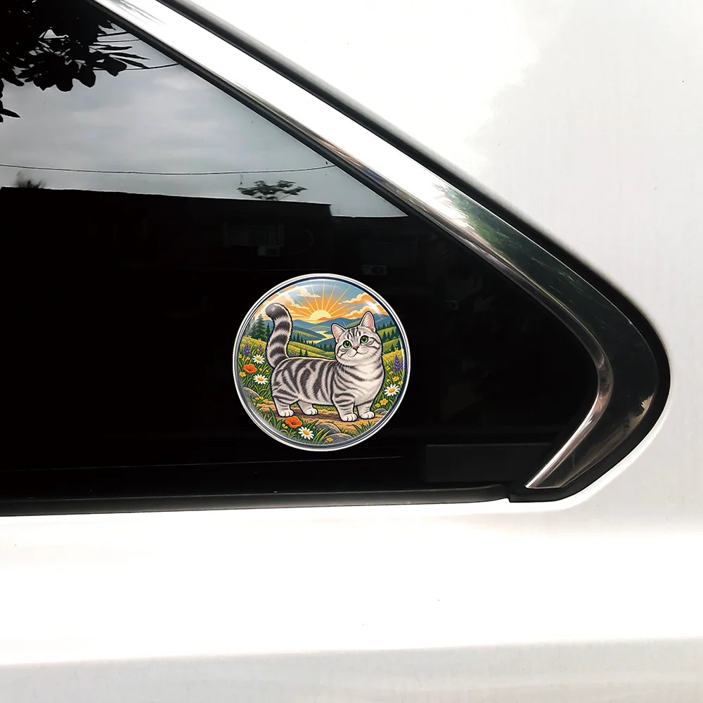 Munchkin Cat 3D Resin Domed Sticker Round Cute Pet Art Waterproof Decal Self Adhesive Emblem for Car Laptop Tumbler Cup Helmet 5