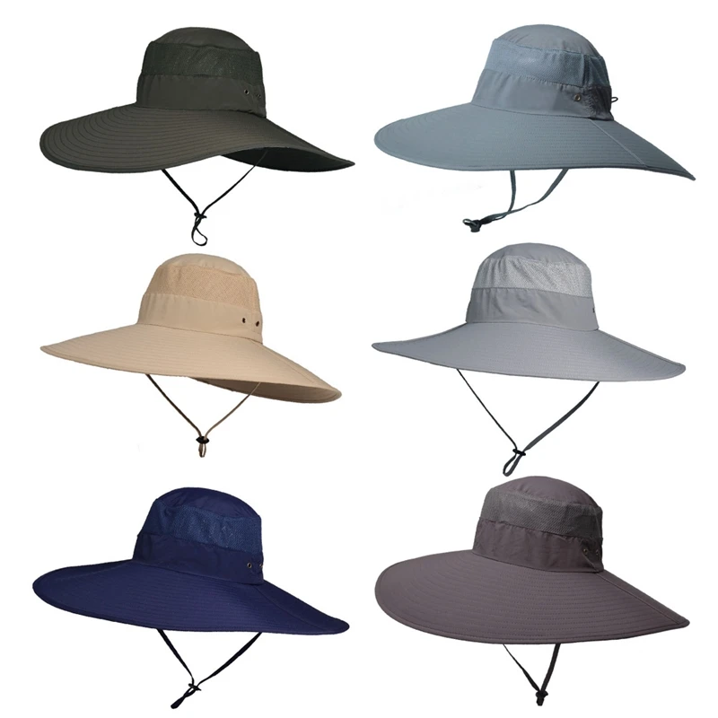 Trekking Hiking Bucket Hats Outdoor Anti-UV Jungle Caps Wide Brim Sun Hat Men Women Fishing Hiking Travel Cap Large Panama Hats