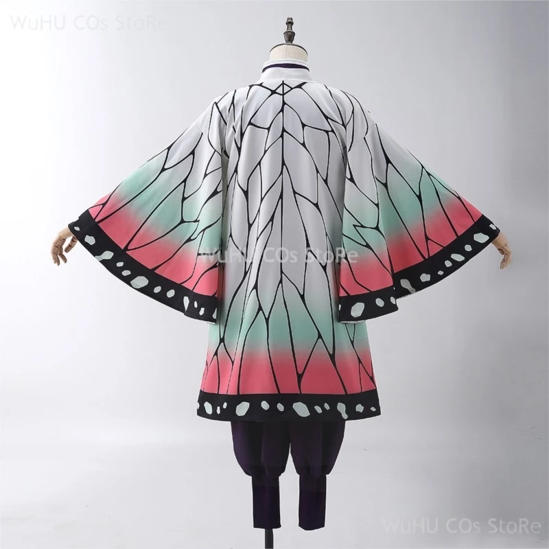 Anime Demon Slayer Kimetsu Geen Yaiba Kochou Shinobu Cosplay Kostuum Pruik Set Kimono Uniform Halloween Anime Kostuums Voor Volwassen