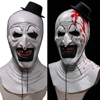 Horror Bloody Terrifier Art The Clown Mask Cosplay Creepy Demon Evil Joker Latex Helmet Halloween Dress Up Party Costume Props