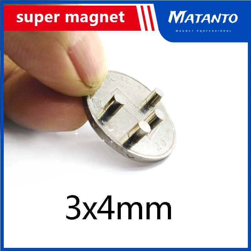 

300/500/1000pcs 3x4 mm N35 Super Strong Cylinder Rare Earth Magnet 3mm*4mm Round Neodymium Magnets 3x4mm Mini Small Magnet