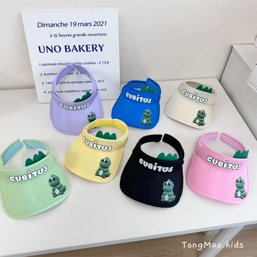 Durable Cute Baby Empty Top Hat Cartoon Large Brim Sunscreen Hat Dinosaur Breathable Children's Sun Hat Boys