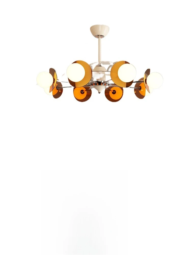 

French cream wind living room fan light 2025 new creative magic bean large size invisible silent