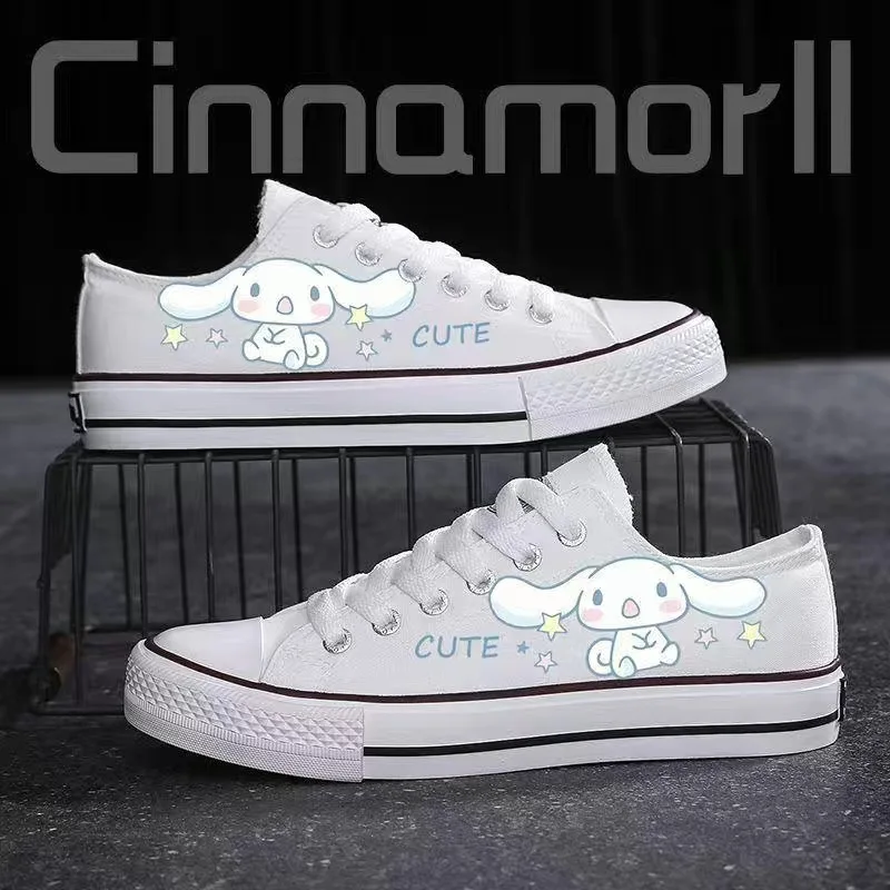 Sanrio My Melody Shoes Cinnamoroll Kuromi Low Top Canvas Shoes Women Casual Couple Shoes 2024 Spring/Summer New Lolita Sneakers