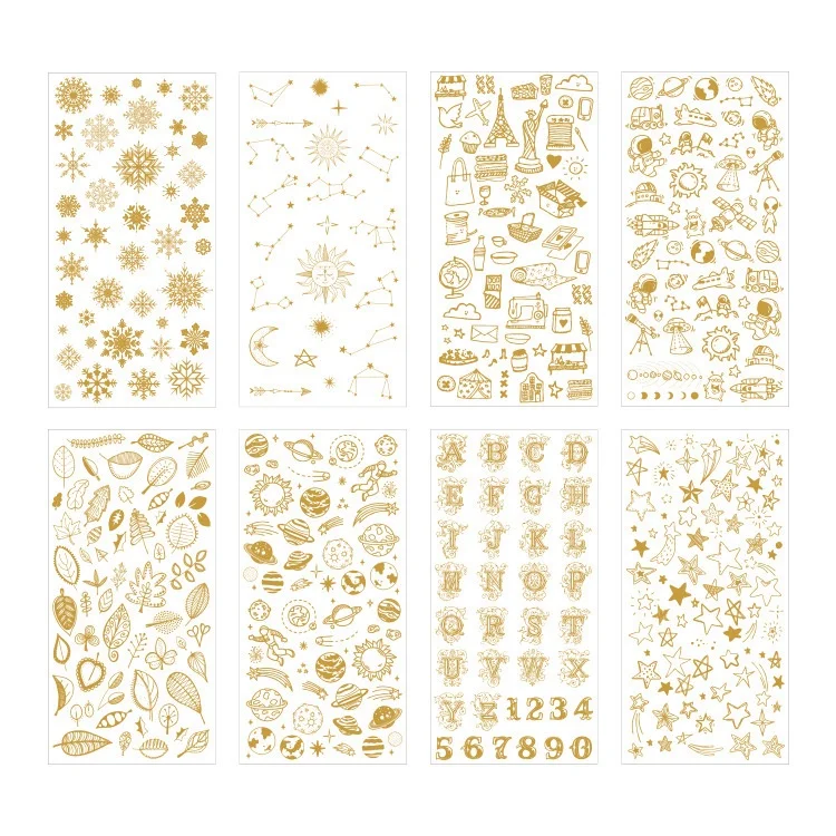 

Bronzing Sticker DIY Diary Hand Account Decorative Adhesive Label Sticker Hot Stamping Transparent Waterproof Clear PET Stickers