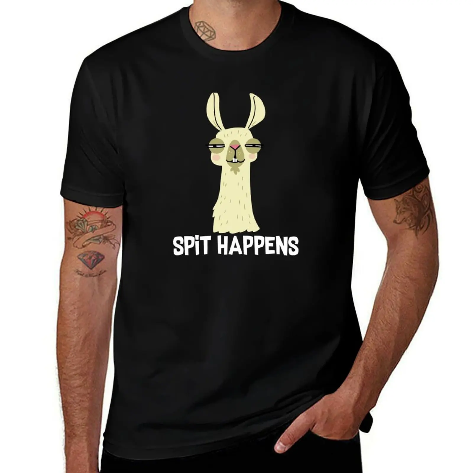 2025 new model Llama Spit Happens T-Shirt shirts graphic tee T-shirts boys animal print Blouse t shirts for men pack