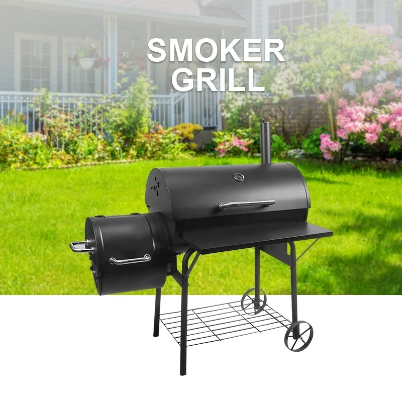 Barrel Bbq Charcoal Grill Barbeque Barbecue Offset Smoker Grill With Chimney