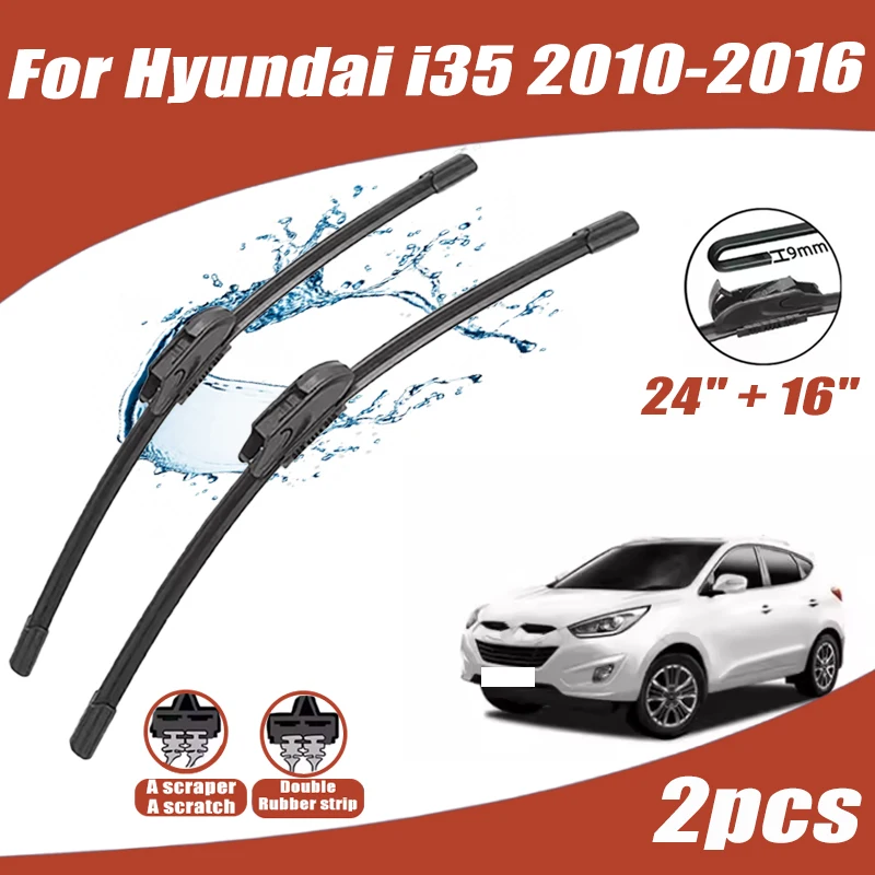 

2Pcs 24"+16" Front Windshield Wiper Blades For Hyundai I35 2010-2016 2011 2012 2013 2014 2015 Quiet Durable Windscreen Wipers