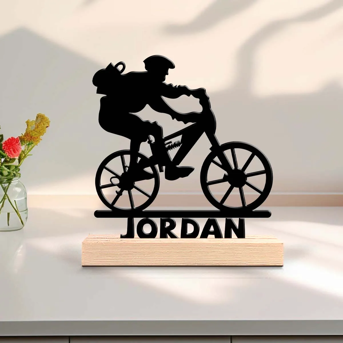 1pc Metal Ornaments with Customizable Names Custom Content Equipped with Wooden Base Festival Ornaments and Decorations