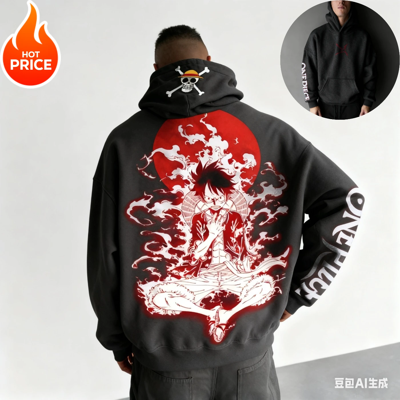 Luffy 2025-Sudadera con capucha de una pieza para hombre y mujer, ropa de calle Harajuku Retro de gran tamaño, Top holgado de manga larga, Unisex Y2k