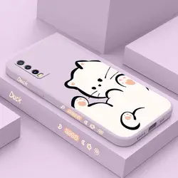 White Cloud Cat Silicone Phone Case For VIVO Y20 Y21 Y22 Y33 Y20i Y20S Y35 Y30 Y33T Y76 Y12S Y15 Y50 Y91 Y21 V23 V23E V21 Cover
