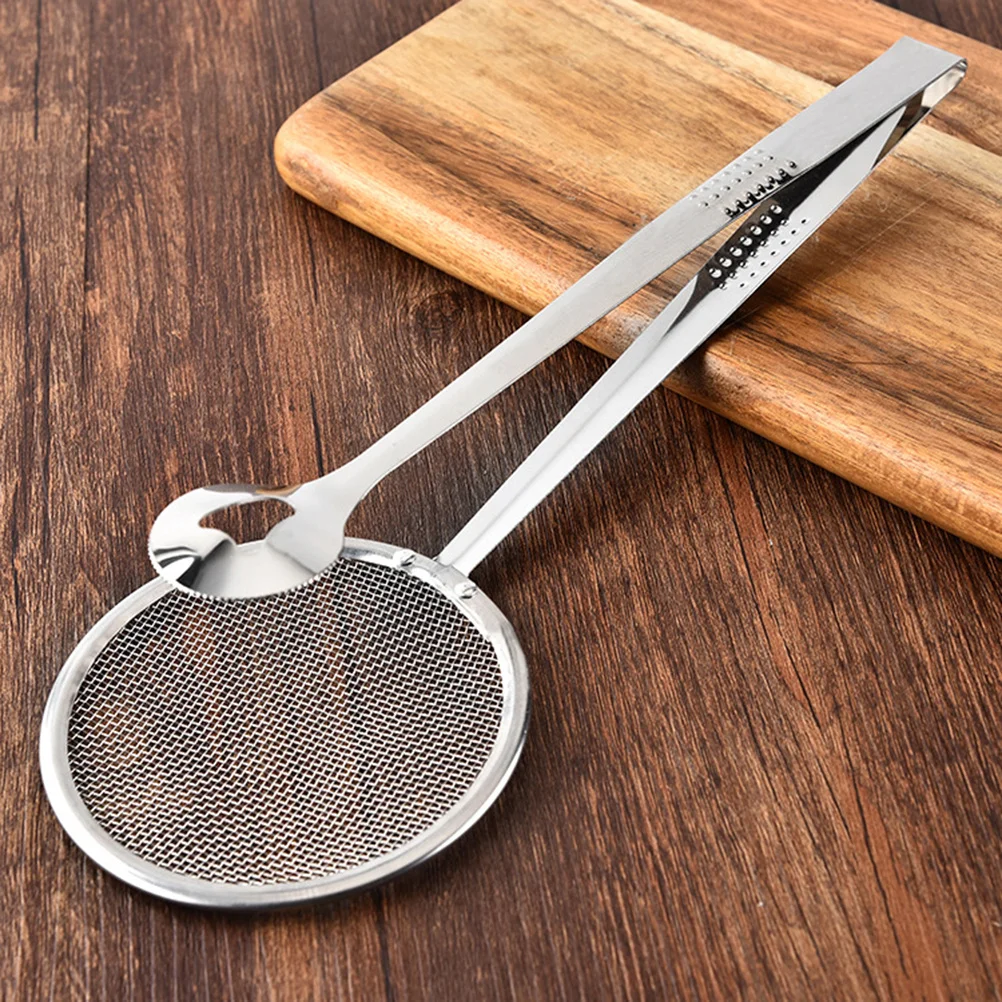 

29cm Stainless Steel Filter Spoon Clip Oil-Frying Food Clip Thick Mesh Strainer Rinse Pasta Rice Beans Cooking Tool