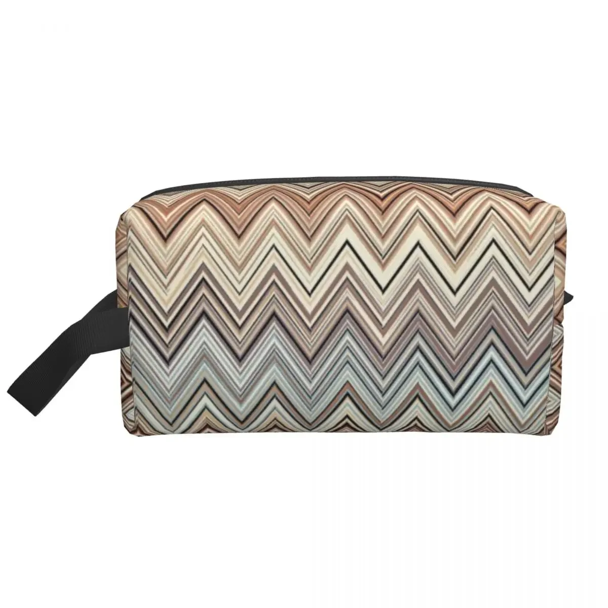 Custom Zig Zag Multicolor Travel Cosmetic Bag for Camouflage Contemporary Makeup Toiletry Ladies Beauty Storage Dopp Kit