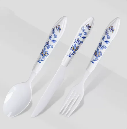 Knife, Fork and Spoon Set Zirconia Ceramic Knife, Fork and Spoon Three-piece Blue and White Porcelain Zirconia Set