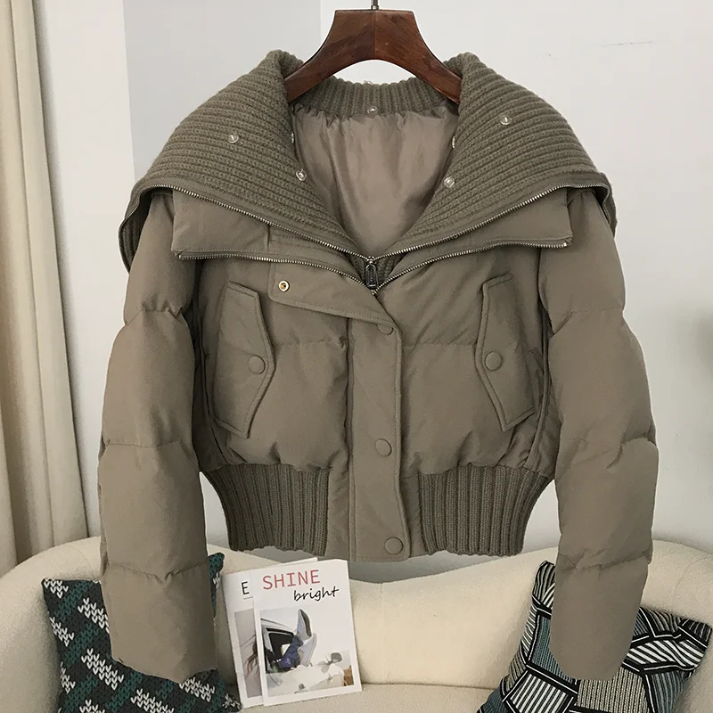 MENHR BONITA-Veste Courte en Duvet de Canard Blanc pour Femme, Manteau Chaud, Col en Fourrure de Raton Laveur group, Optique Féminine, 2023 Naturel,