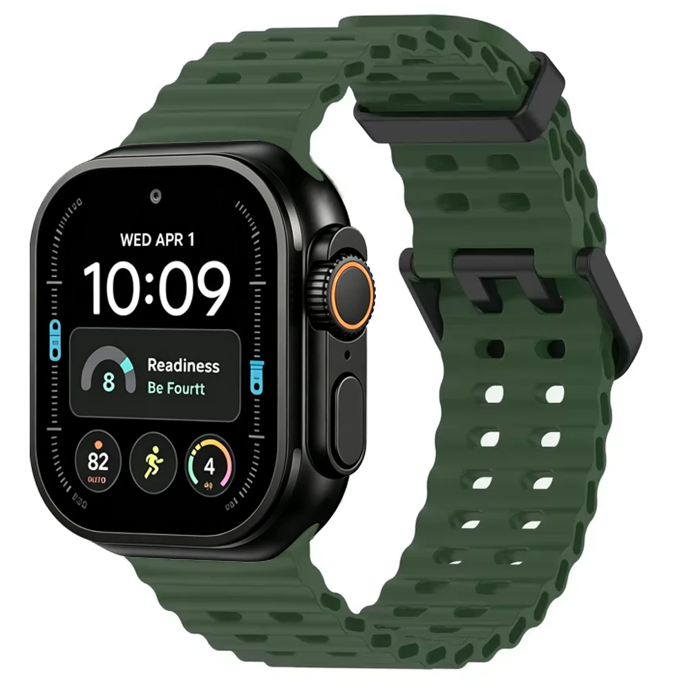 Ocean Silikonarmband für Apple Watch Band Ultra 4/3/2/1 49mm Serie 12 11 10 46mm Komfortables Armband IWatch 9 8 7 6 5 4 SE 45/44mm – Detail 4