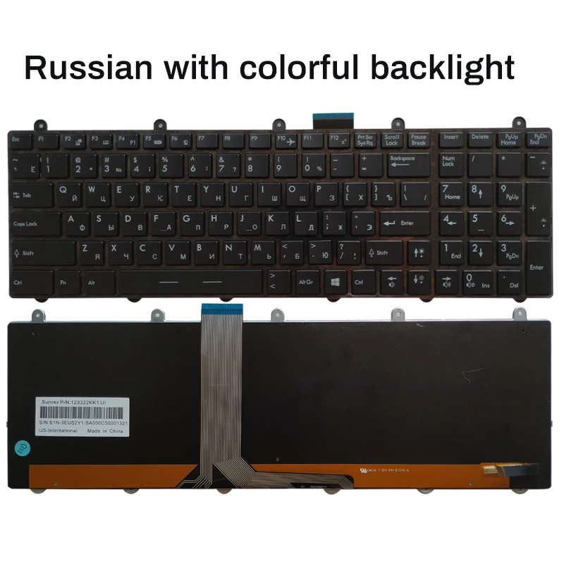 NEW Russian/US Laptop Keyboard For MSI GE60 GT70 GE70 GT60 2PL MS-1755 MS-1756 MS-175A-1758-1763-1759 MS-16GA MS-16GH MS-16GF