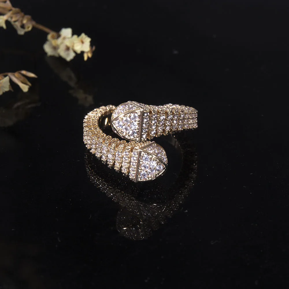 Trendy Luxury Geometry Cubic Zircon Engagement Finger Rings For Women Wedding DUBAI Bridal Adjust Ring J2086