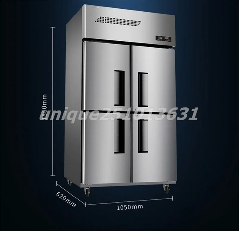 Commercial 4 Door Dual Temperature Fridge Stainless Steel Vertical Frozen Refrigeration Cabinets Kitchen Freezer