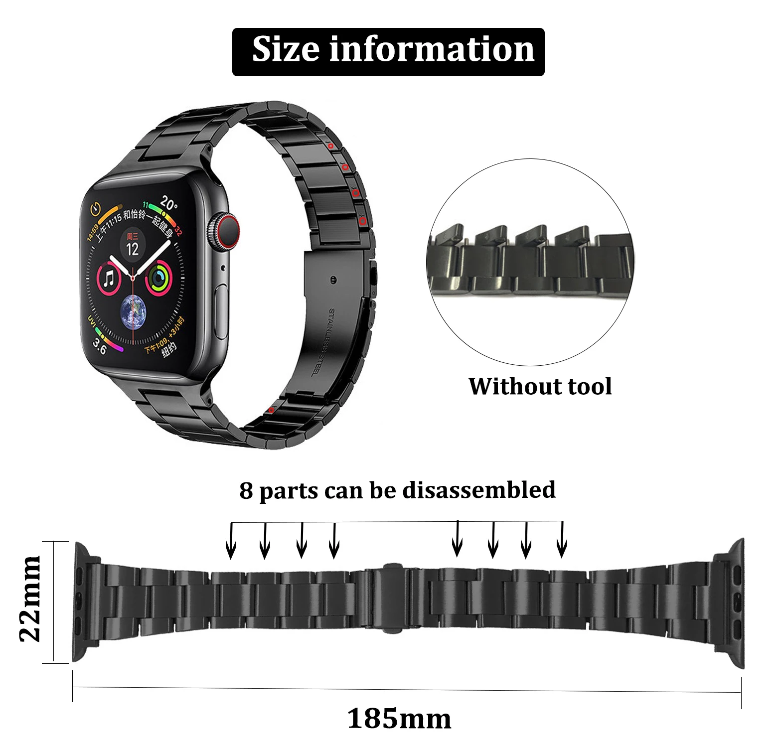 Women Slim Bracelet For Apple watch 8 Ultra 49mm 40mm 38 42 41 45mm Stainless Steel Band For iWatch SE/6/5 7 Luxury Metal Strap